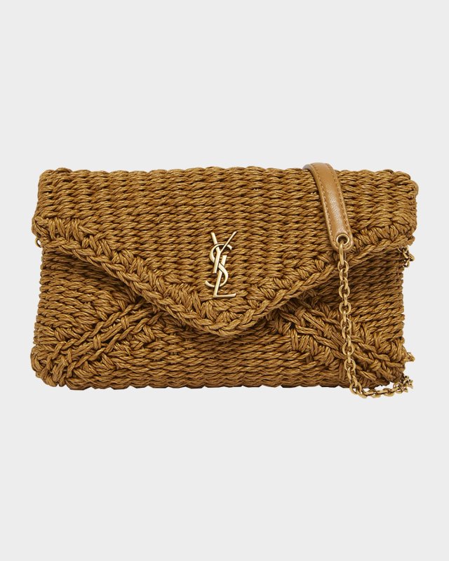 Cassandre Small YSL Pouch Clutch Bag in Raffia